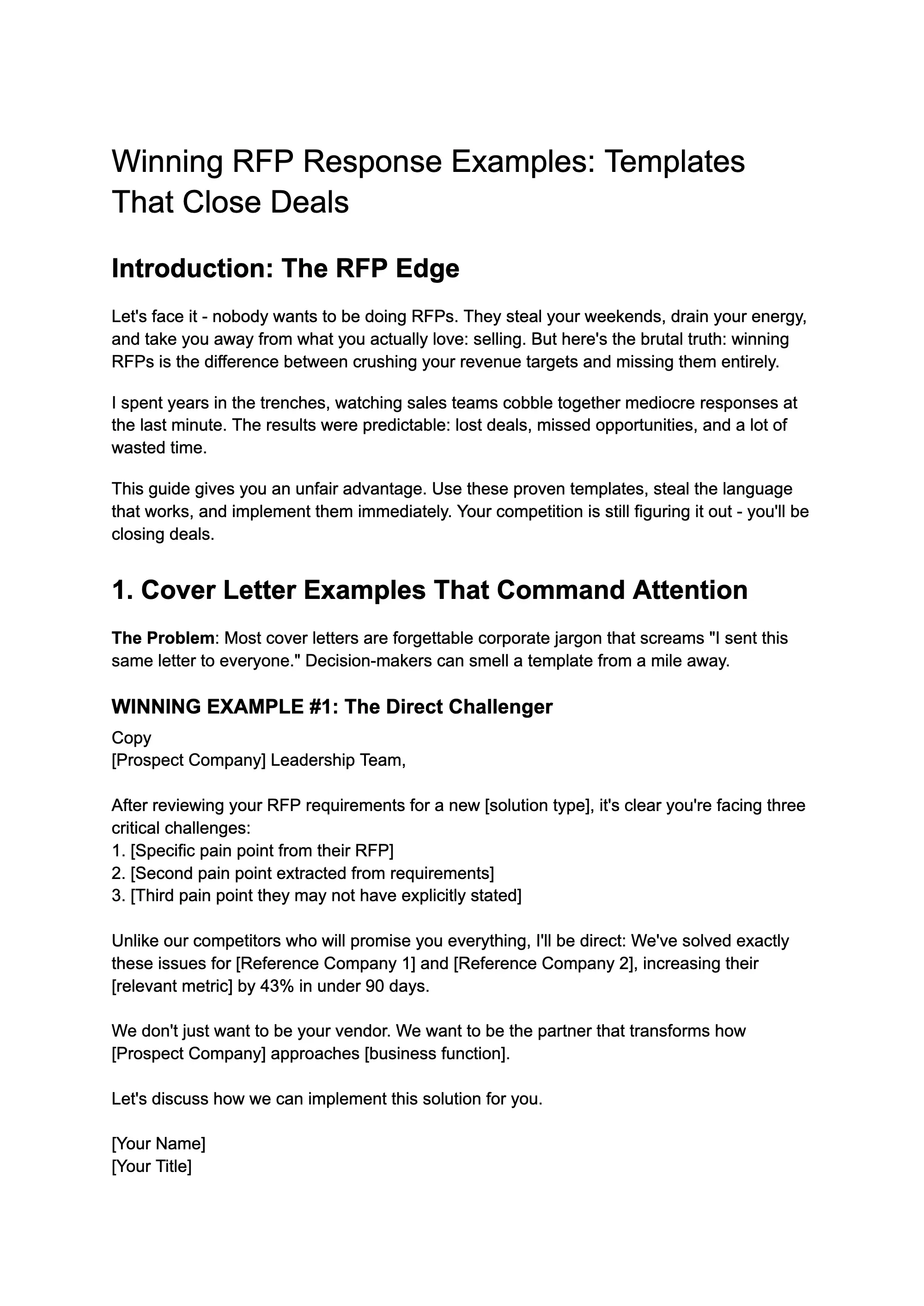 Winning RFP Response Examples, page 1