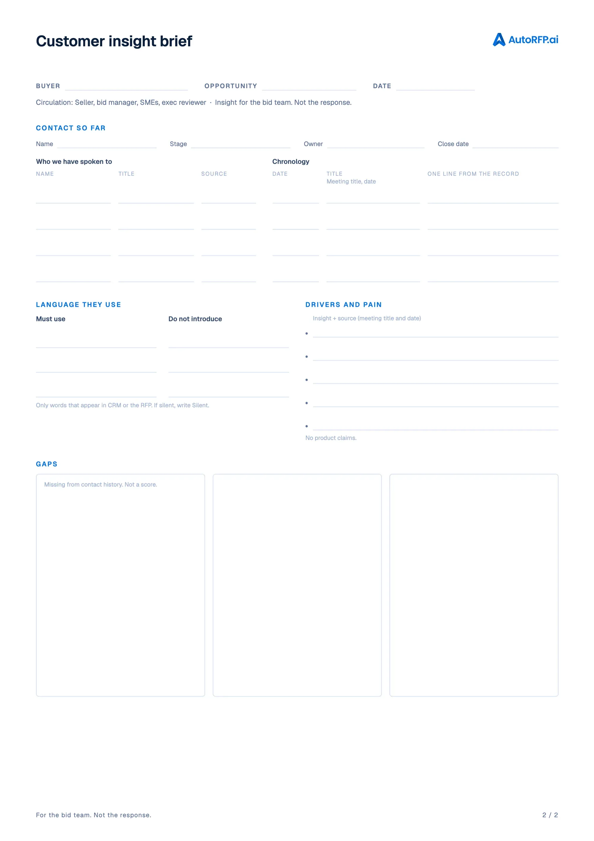 Customer insight brief, page 2