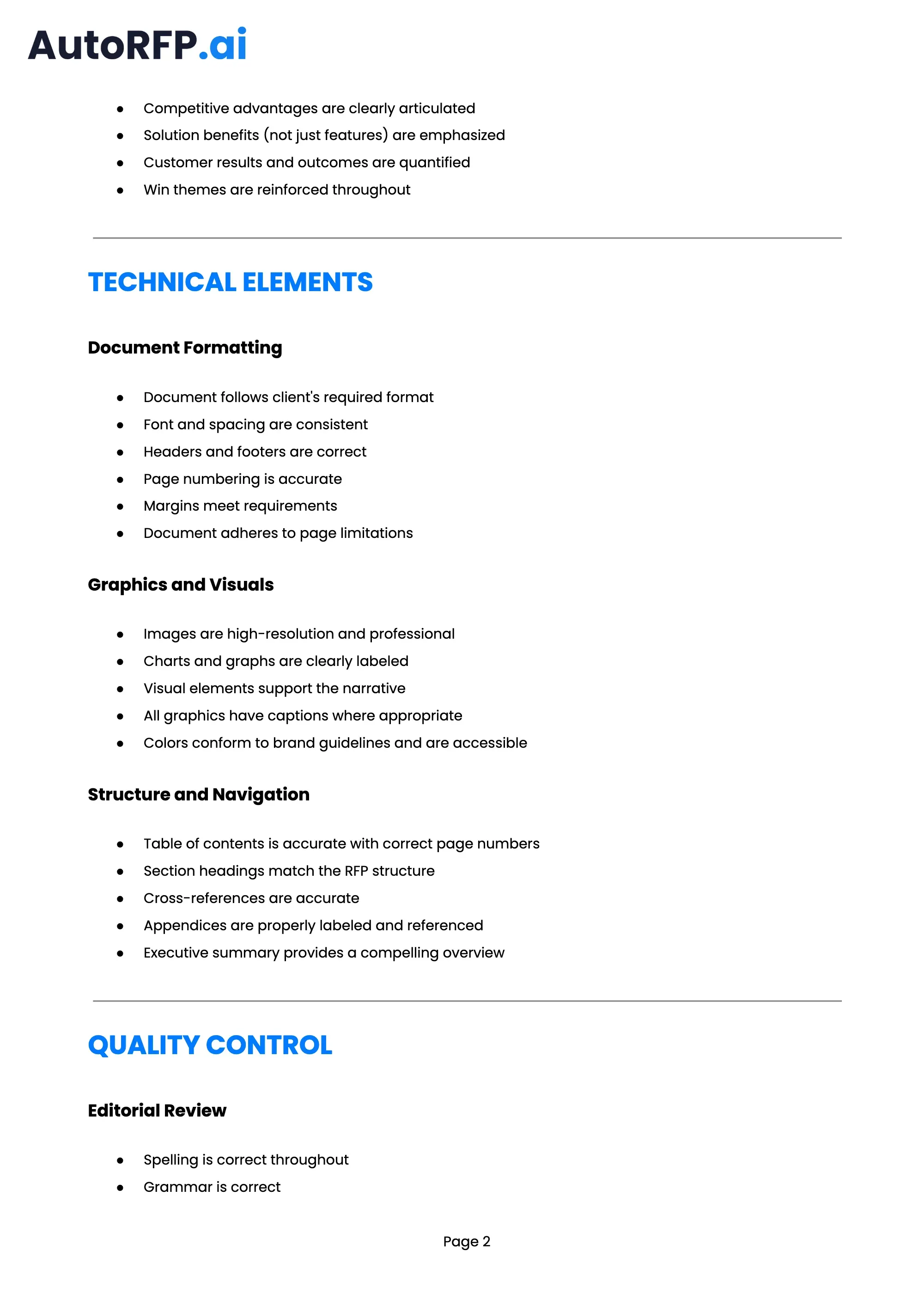 The Ultimate Pre-submission RFP Checklist, page 2