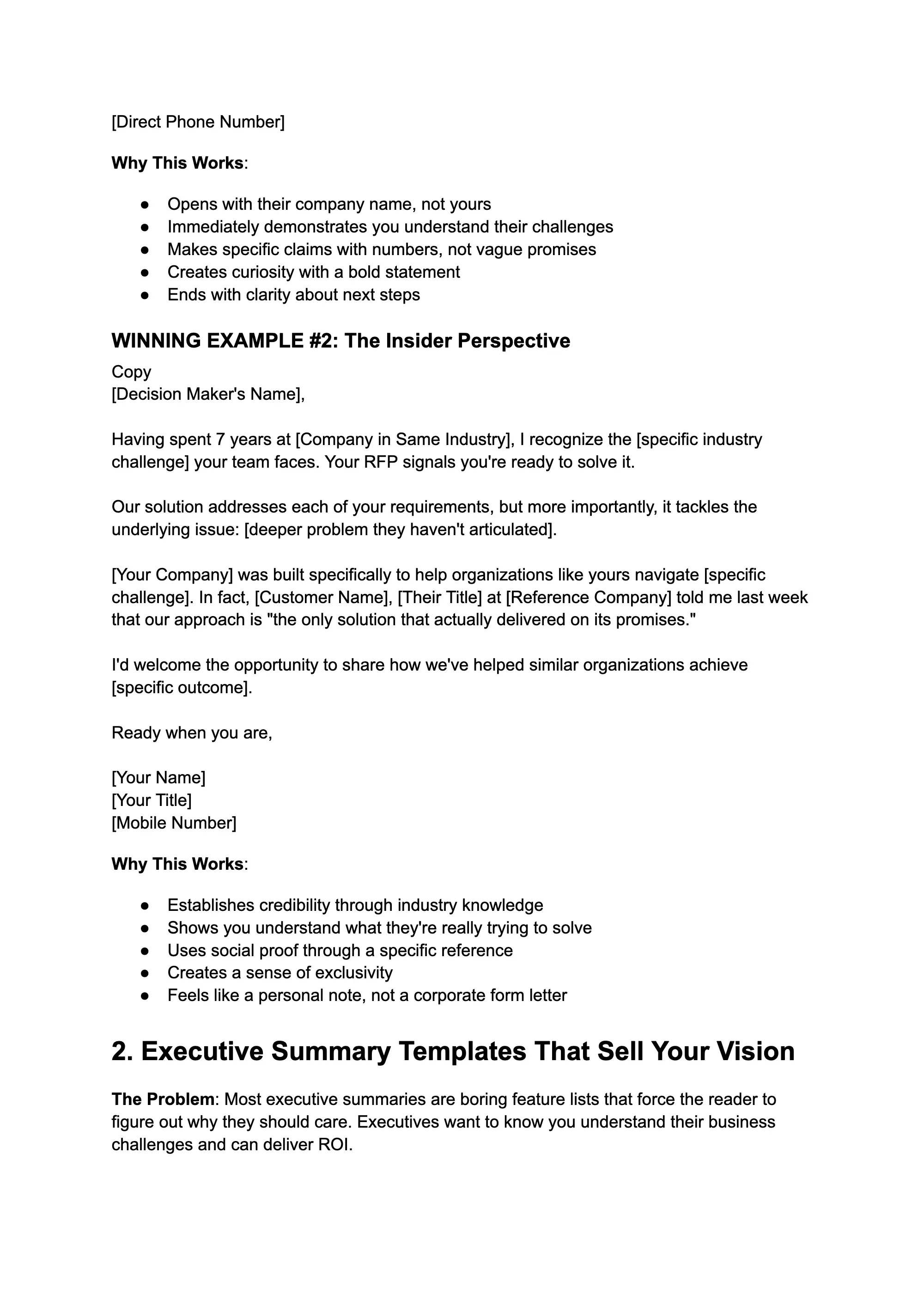 Winning RFP Response Examples, page 2