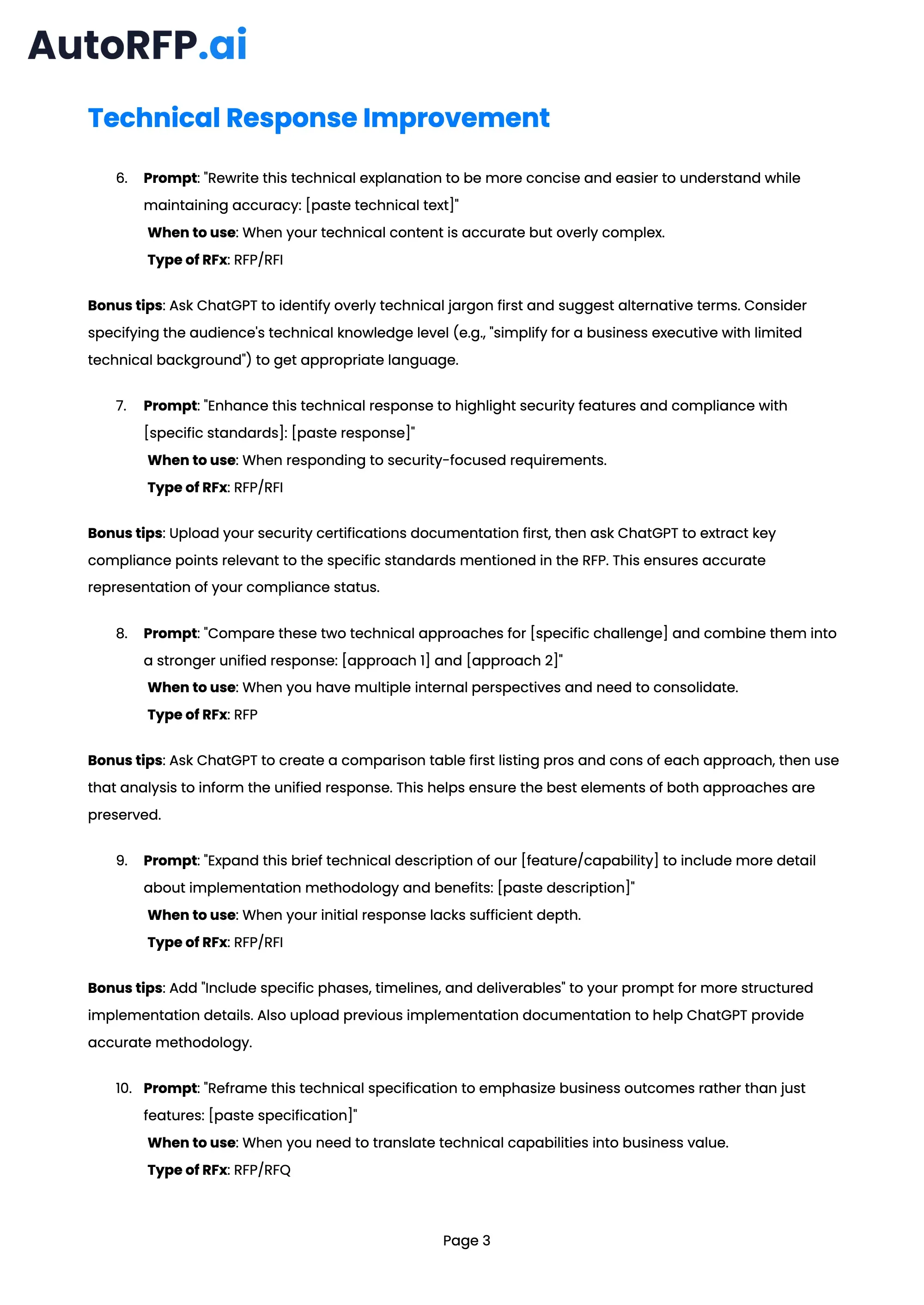 101 ChatGPT Prompts to Improve Your RFP Bid Quality, page 3
