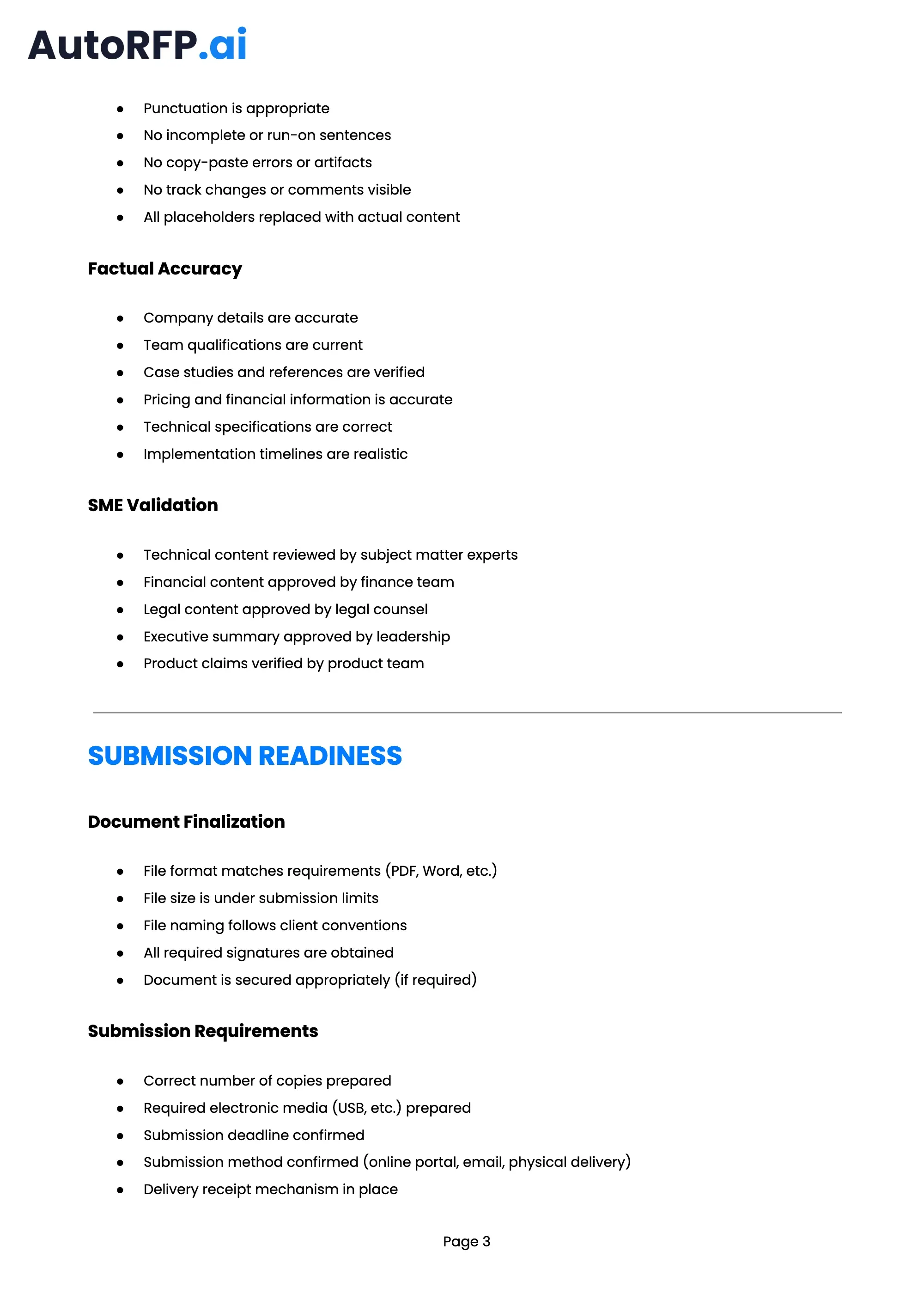The Ultimate Pre-submission RFP Checklist, page 3