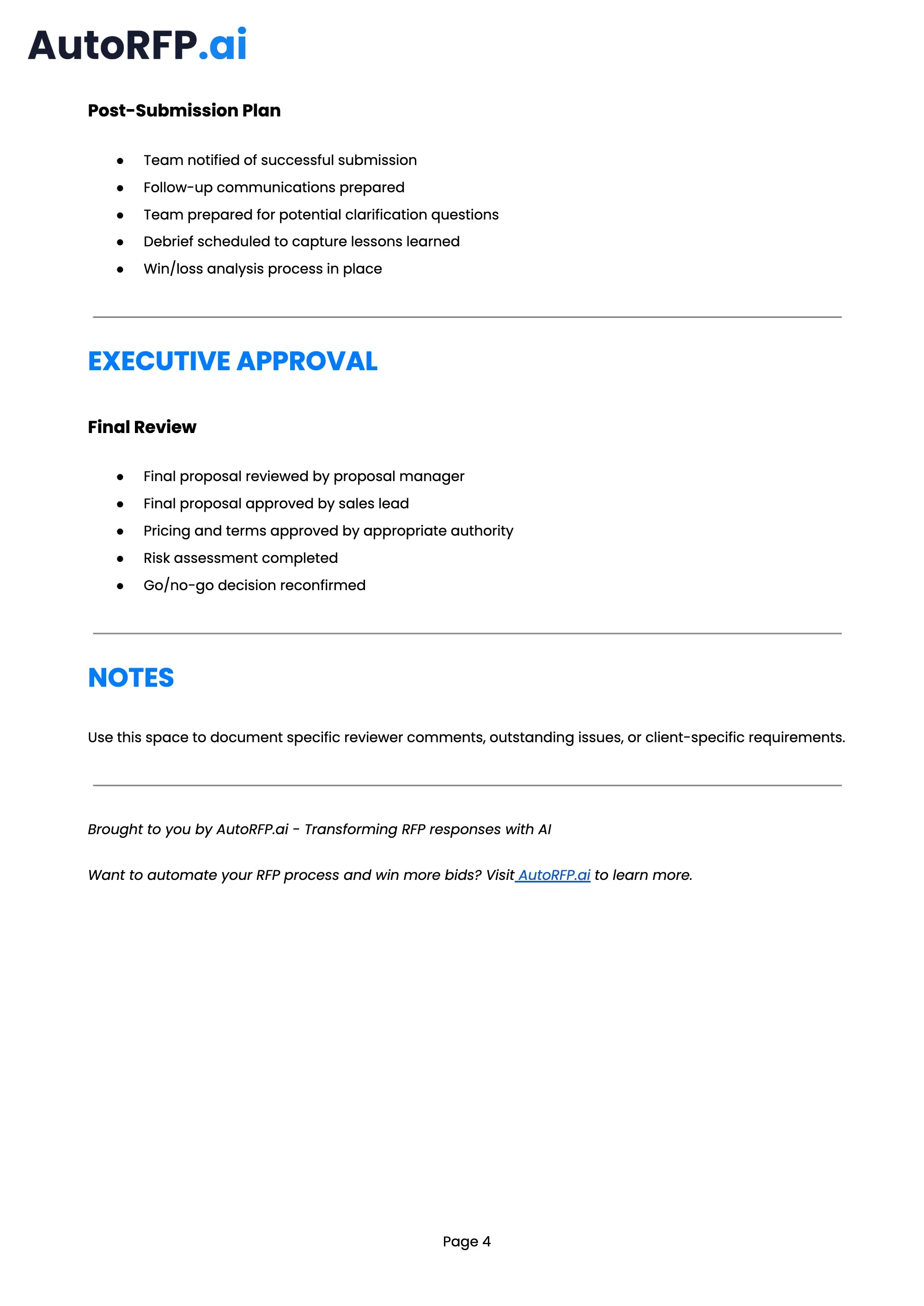 The Ultimate Pre-submission RFP Checklist, page 4
