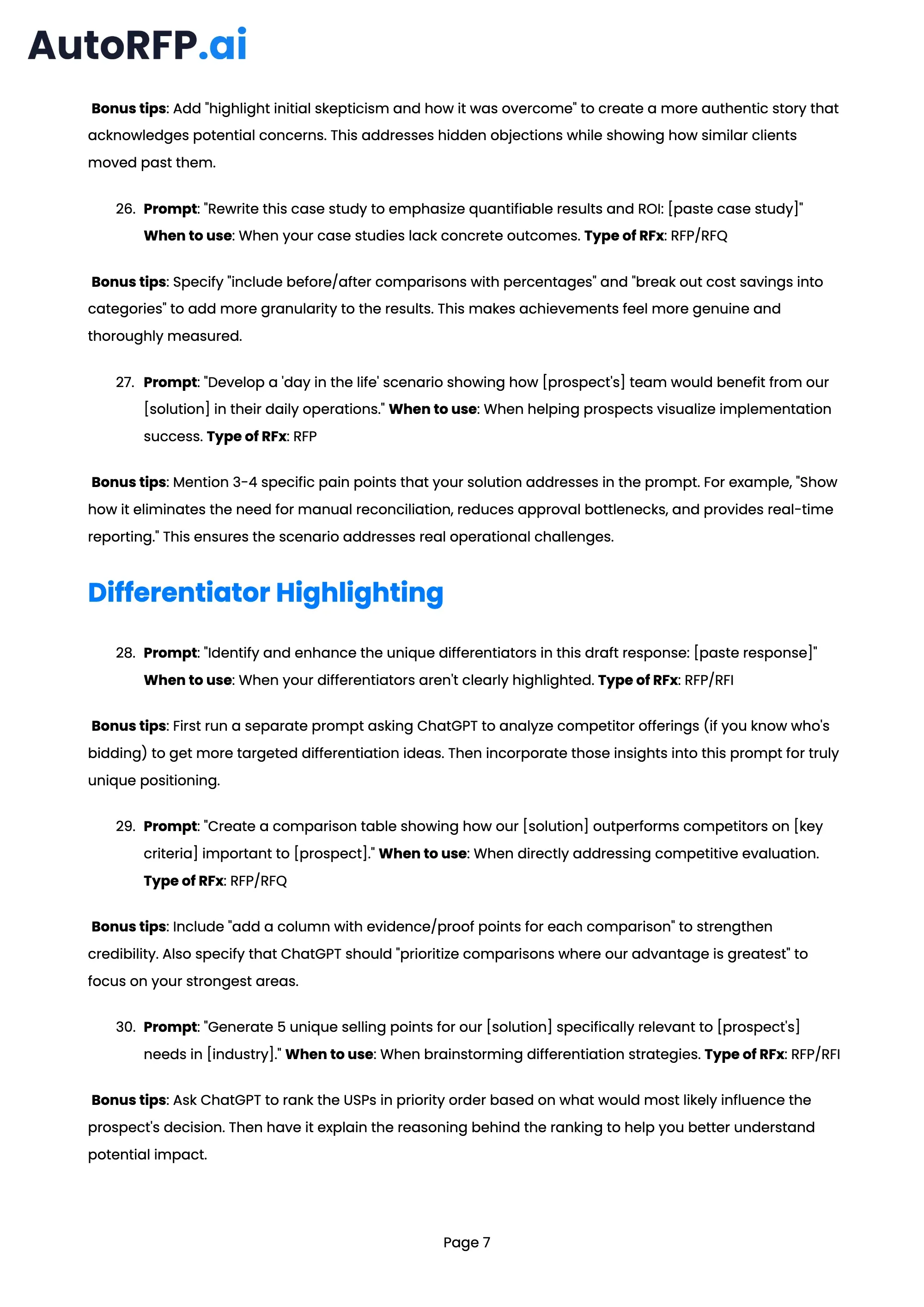 101 ChatGPT Prompts to Improve Your RFP Bid Quality, page 7