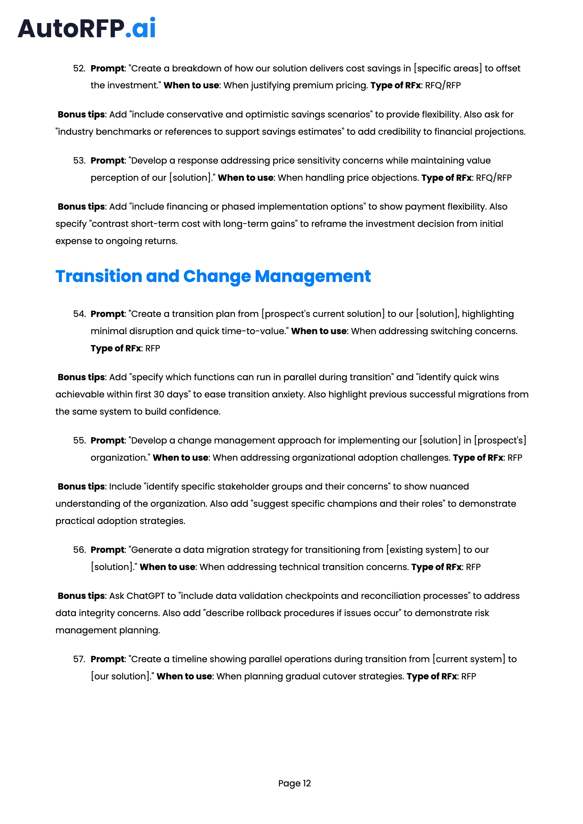 101 ChatGPT Prompts to Improve Your RFP Bid Quality, page 12