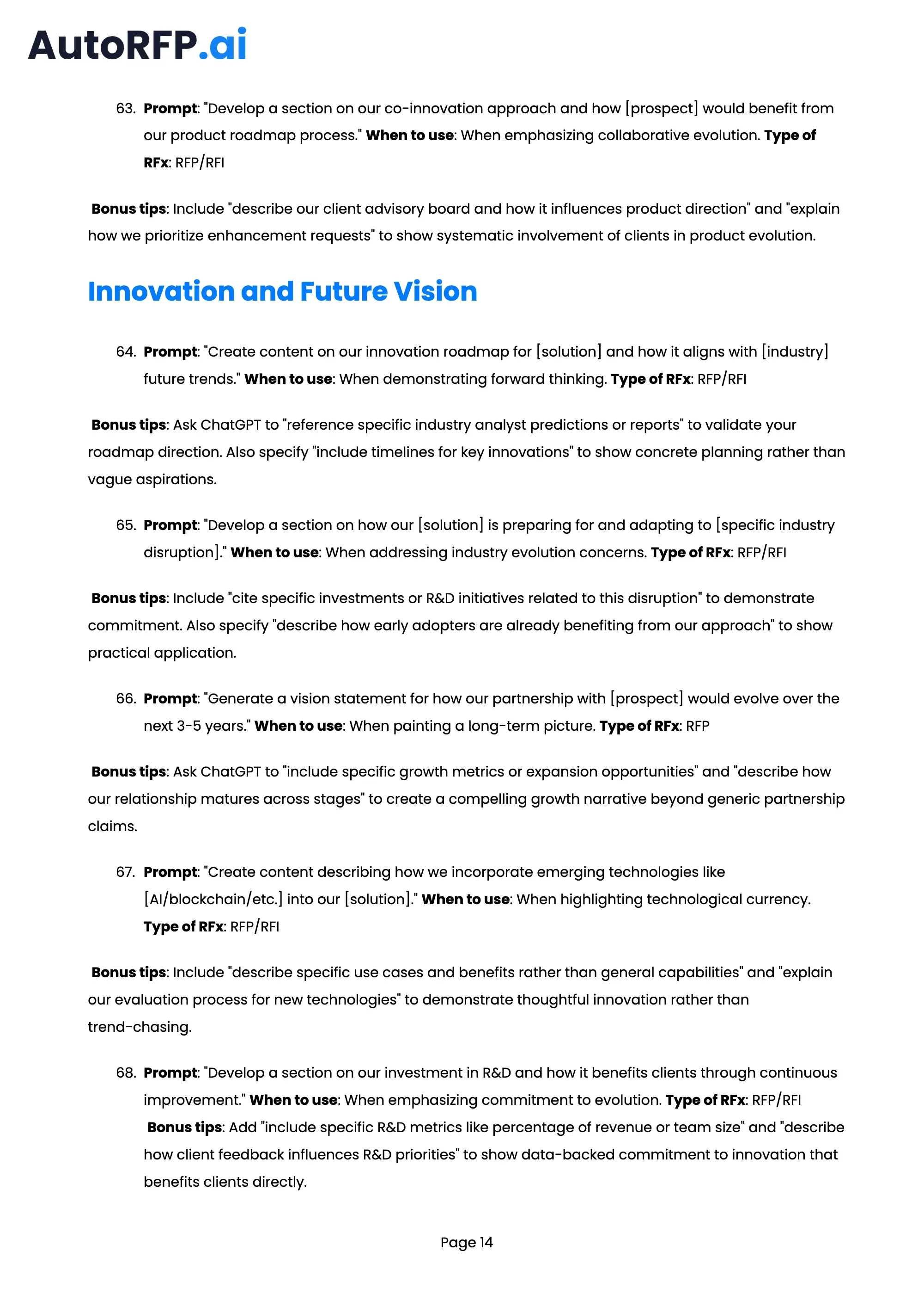101 ChatGPT Prompts to Improve Your RFP Bid Quality, page 14