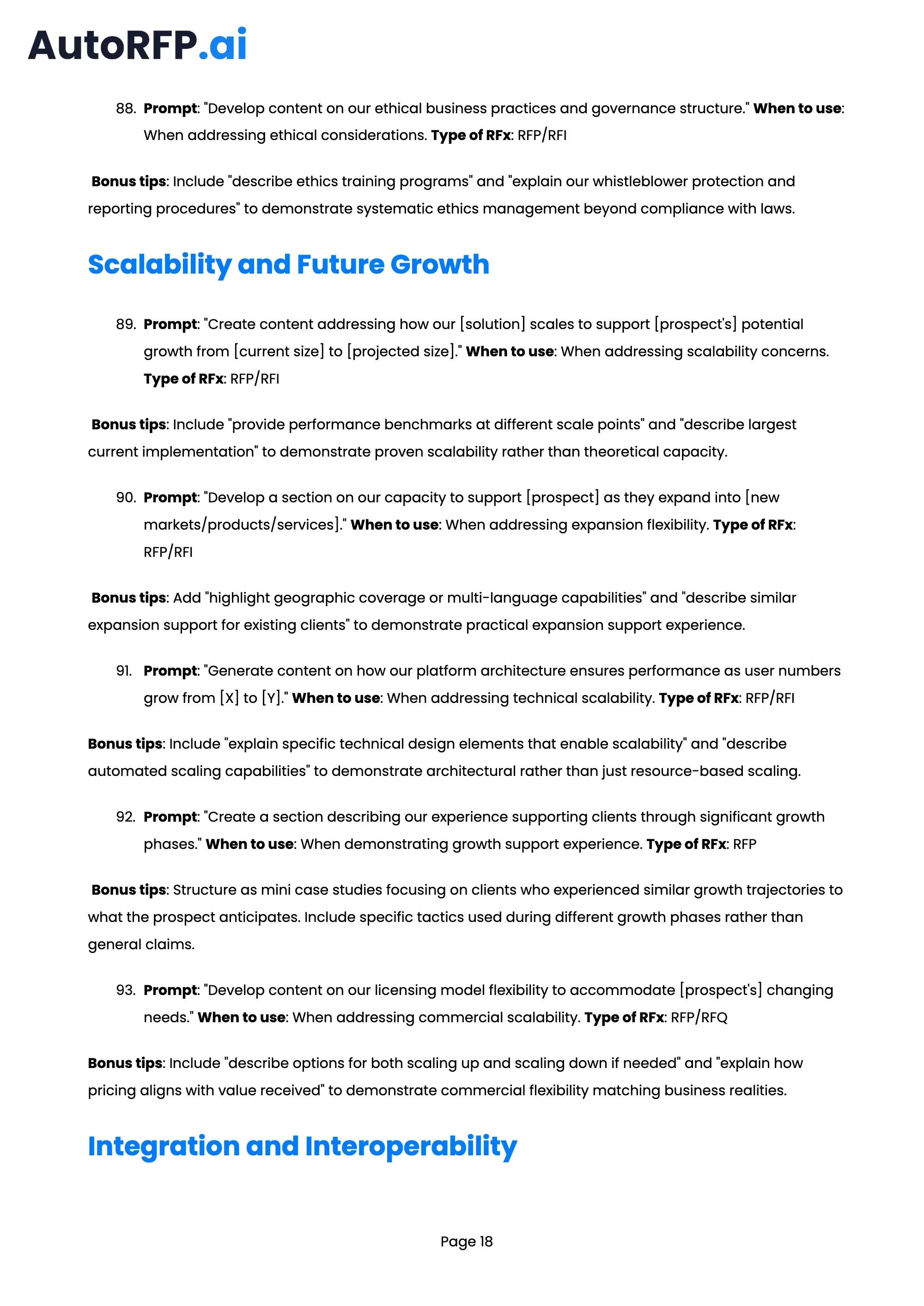 101 ChatGPT Prompts to Improve Your RFP Bid Quality, page 18