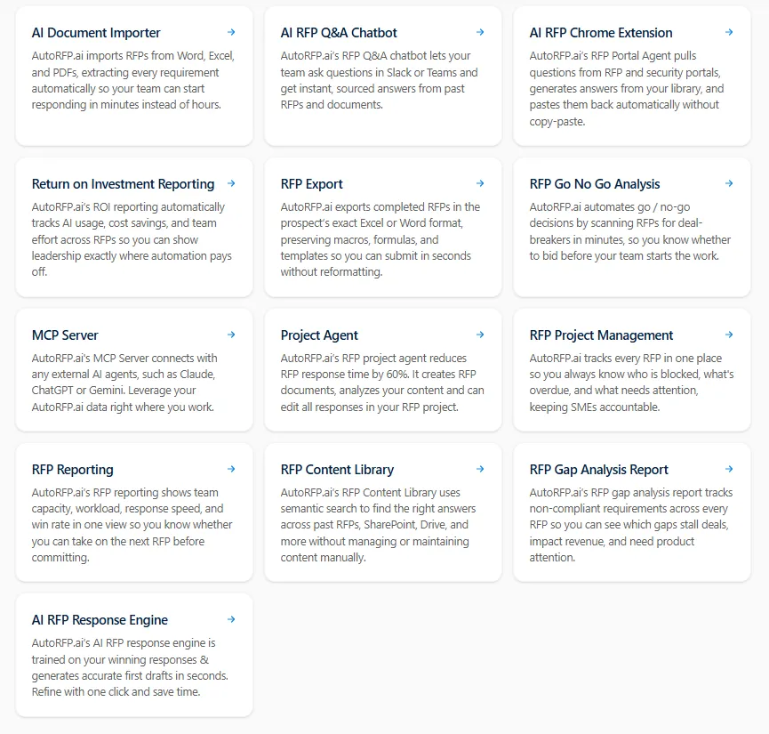 AutoRFP.ai Go/No-Go Analysis, Project Agent, and Portal Agent workflow
