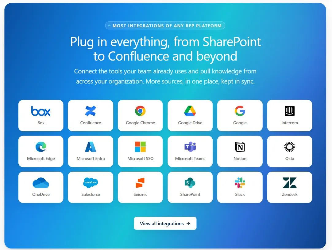 AutoRFP.ai integrations with Salesforce, Slack, Teams, and more