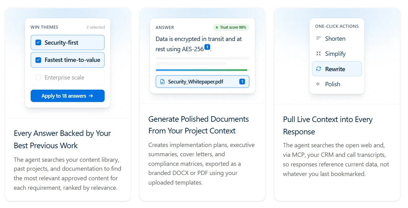 AutoRFP.ai Project Agent updating responses across an RFP