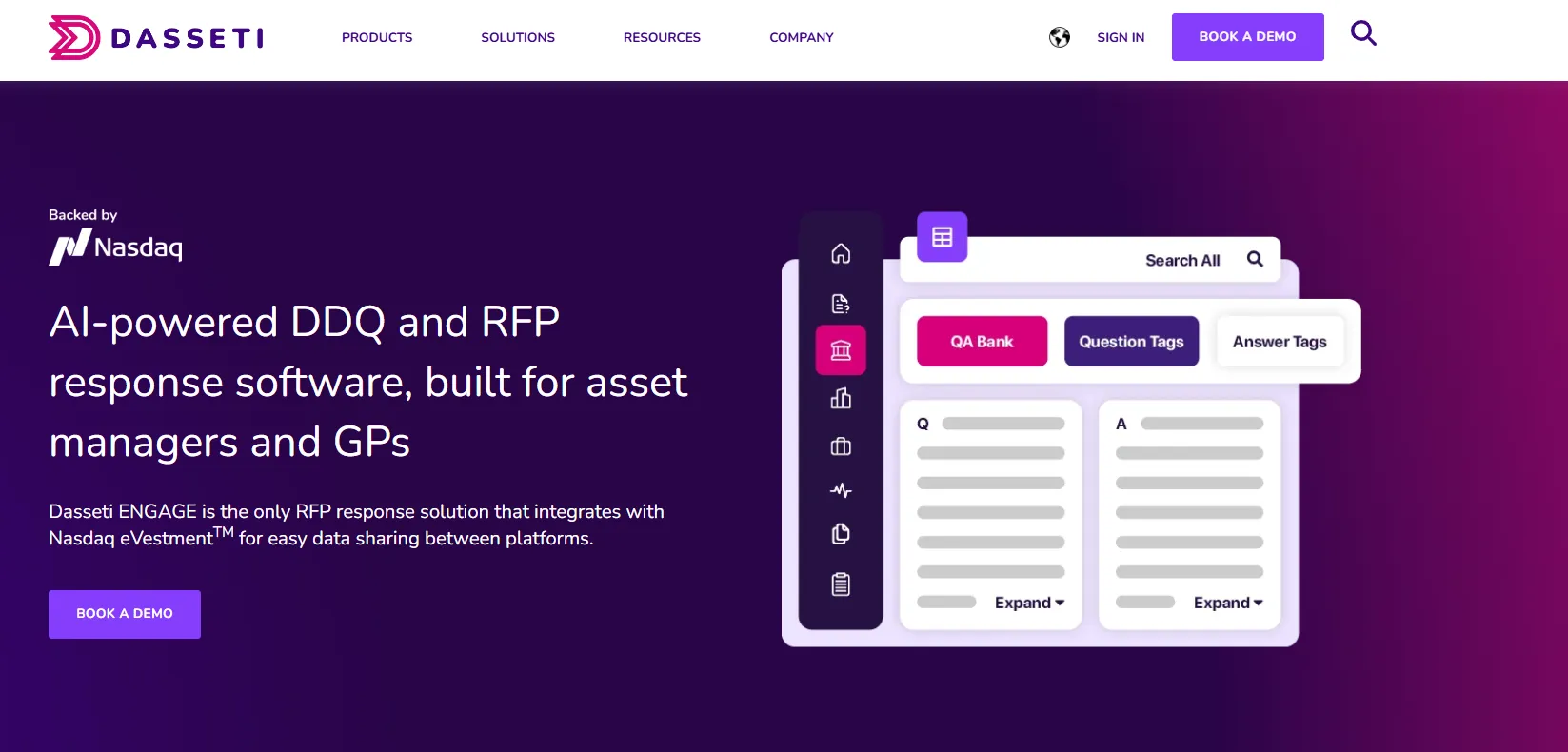 Dasseti ENGAGE investment-management RFP and DDQ platform