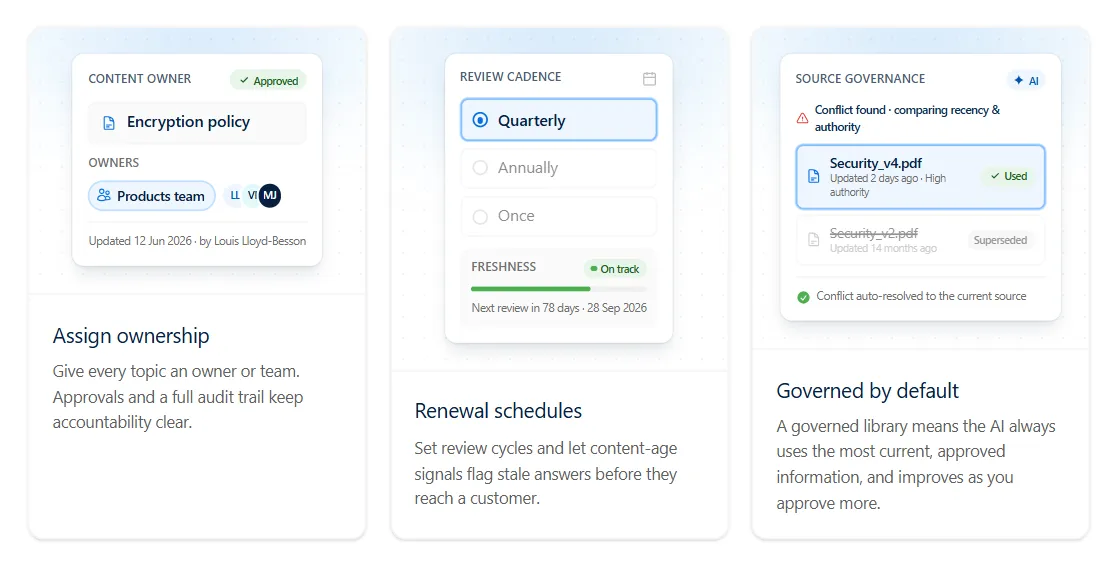 AutoRFP.ai self-updating content library for financial services teams