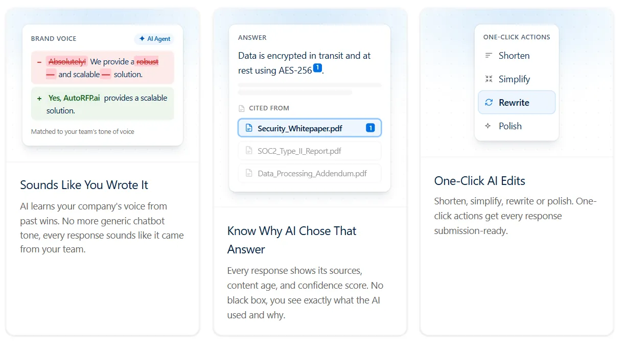 AutoRFP.ai evidence behind generated answers with Trust Score