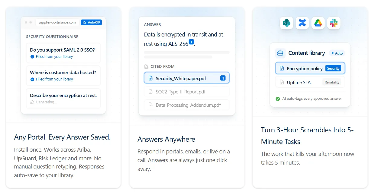 AutoRFP.ai Portal Agent completing questionnaires in buyer portals