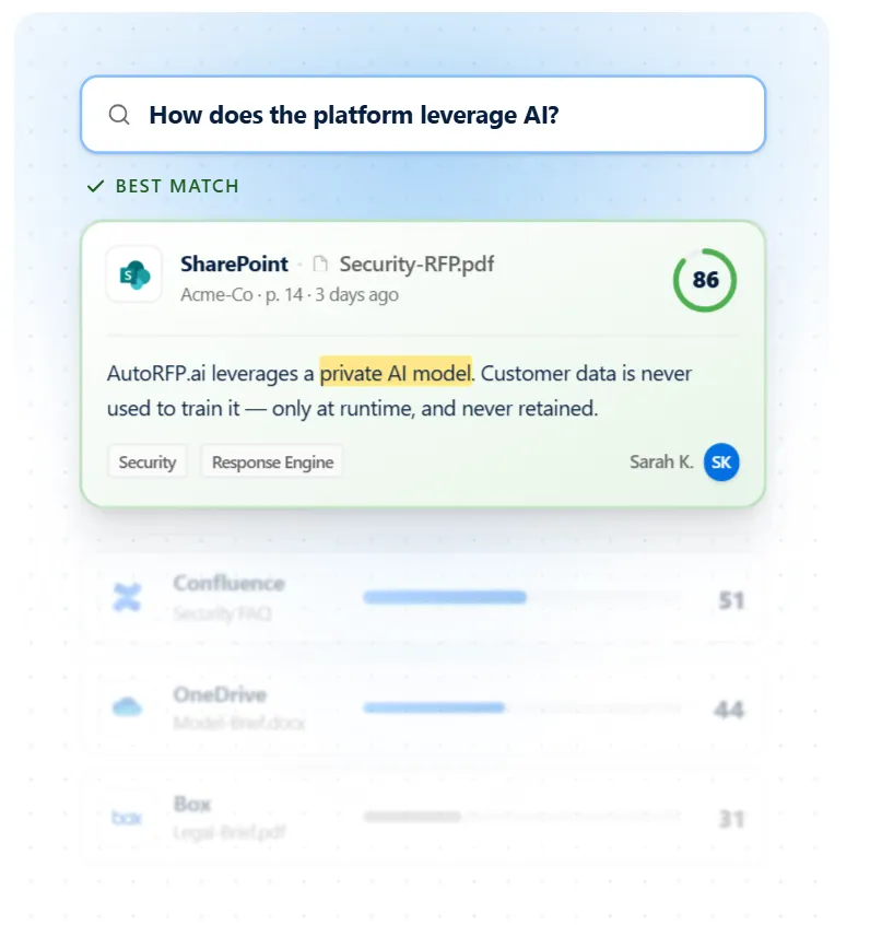 AutoRFP.ai current clinical, product, and security knowledge