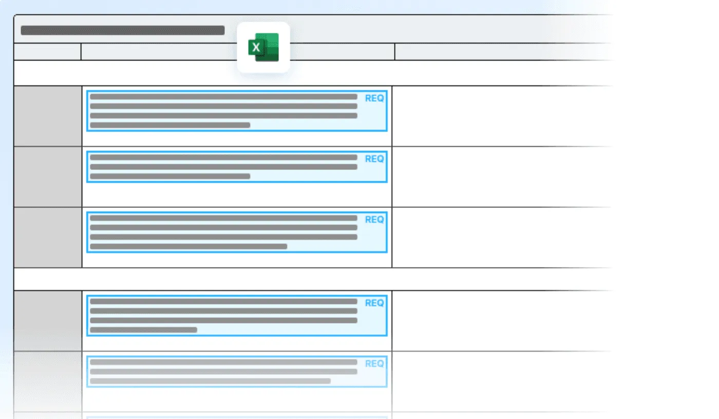 AutoRFP.ai importing an RFP from Excel, Word, PDF, and portal formats with automatic question mapping