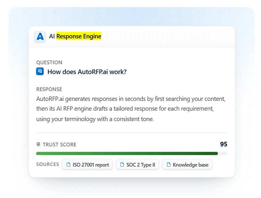 AutoRFP.ai answer with source citations, content age, and Trust Score
