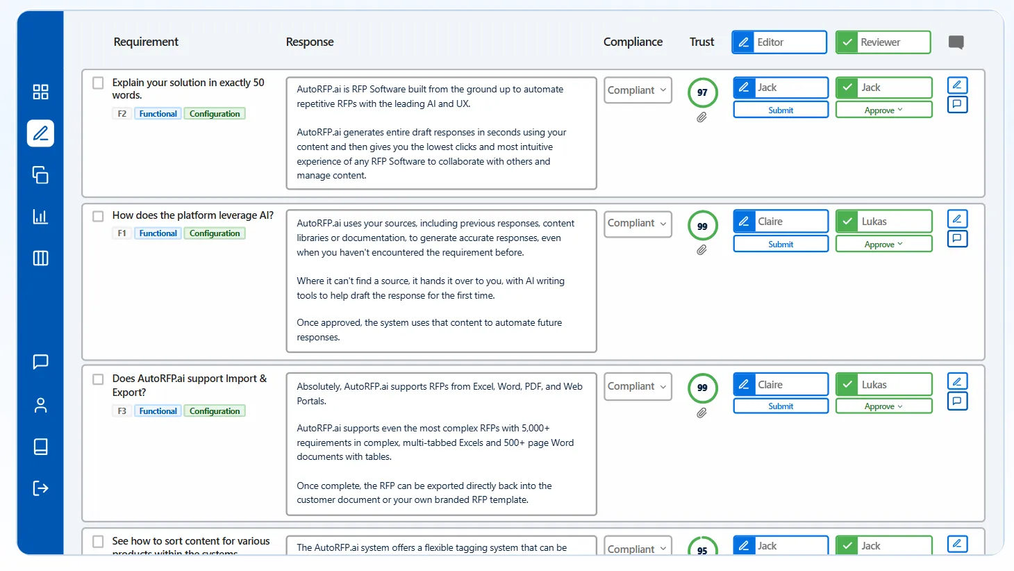 AutoRFP.ai Trust Score and source verification for generated answers