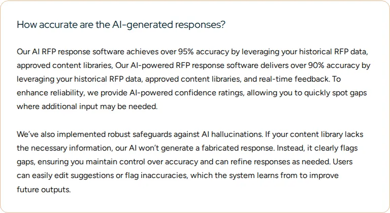 Inventive homepage FAQ stating over 95% accuracy and over 90%
accuracy