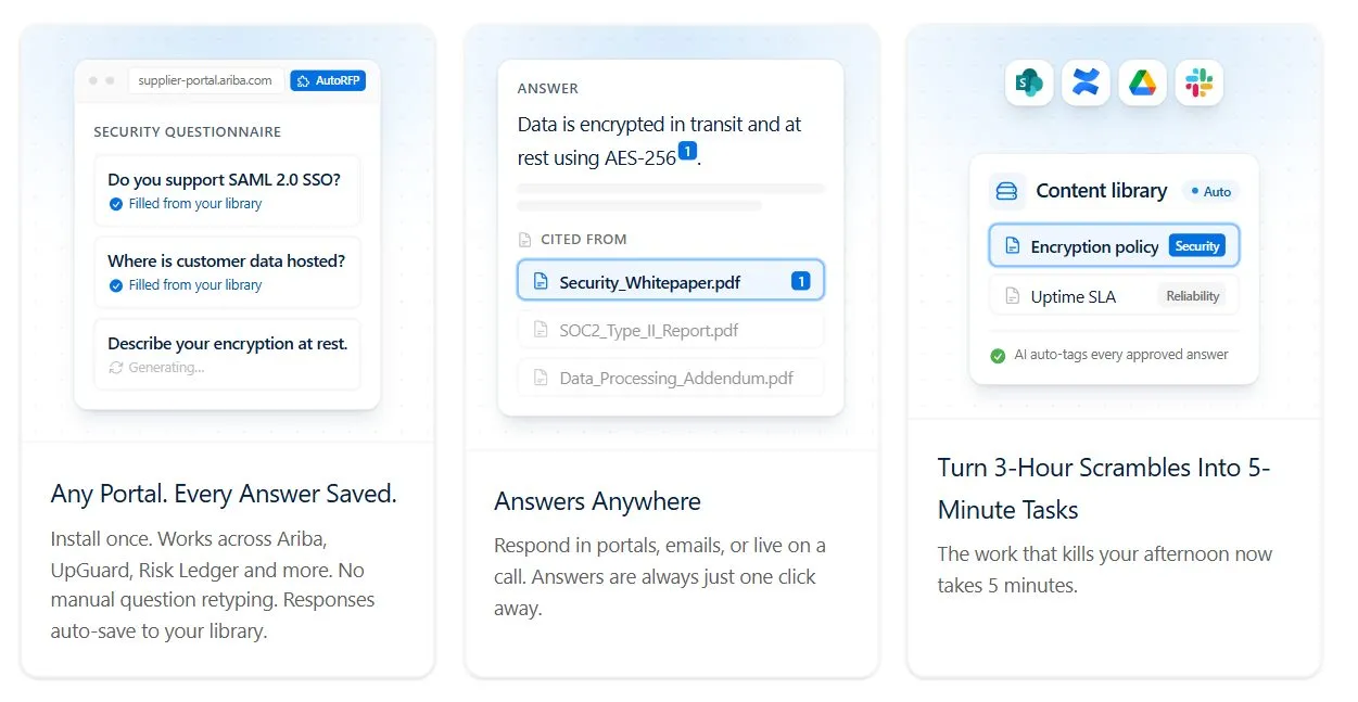 AutoRFP.ai Portal Agent completing a buyer-hosted questionnaire