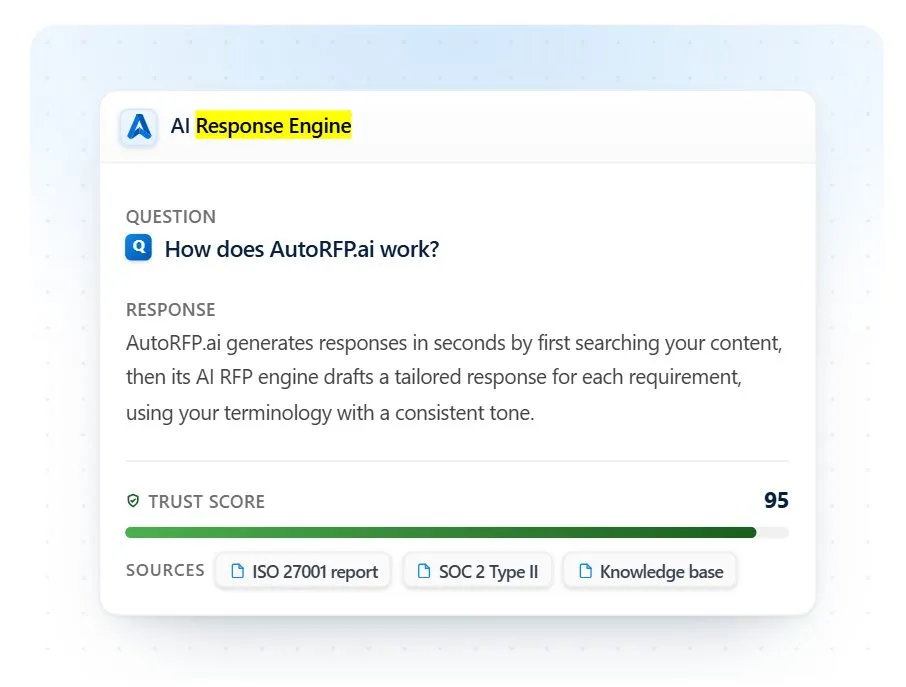 AutoRFP.ai Trust Score and citations on a generated response