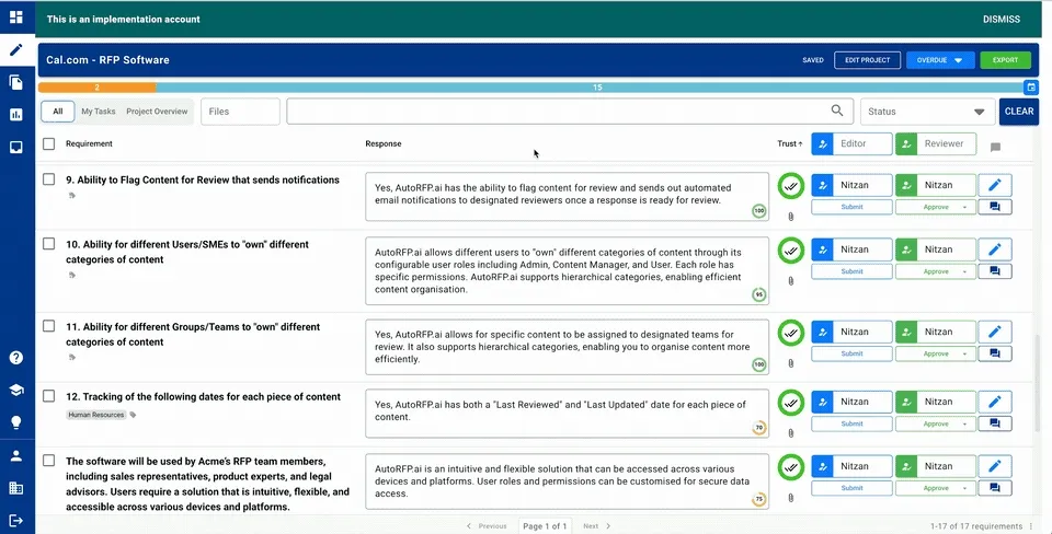 AutoRFP.ai Trust Score and Feedback Score animation