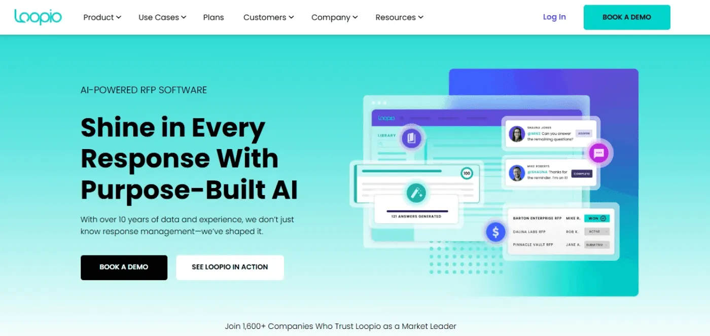 Loopio RFI response platform interface