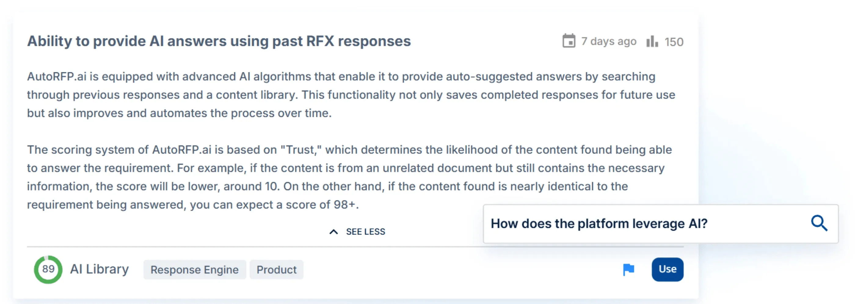 AutoRFP.ai generating an RFP draft from past wins
