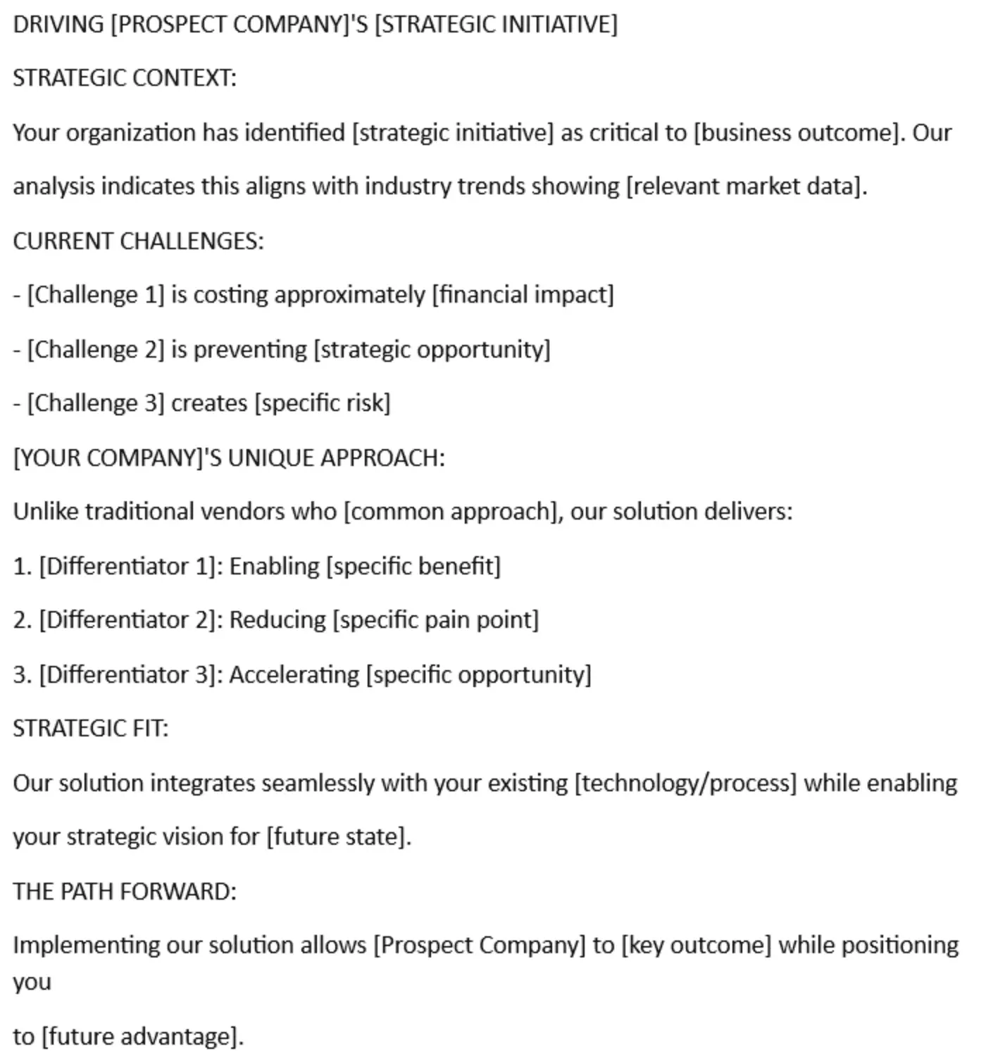 RFP executive summary example: the strategic partner position