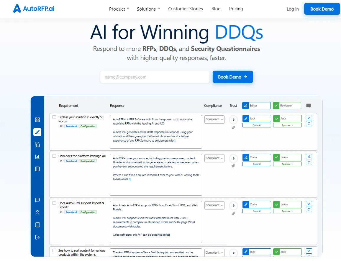 AutoRFP.ai platform for fintech RFP, security questionnaire, and DDQ responses