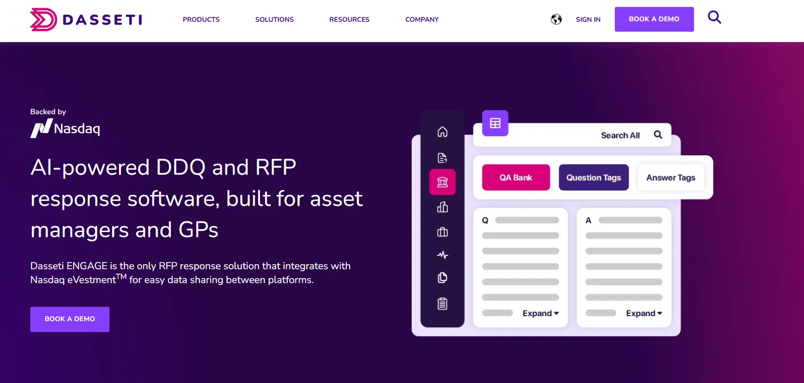 Dasseti ENGAGE diligence platform for asset managers