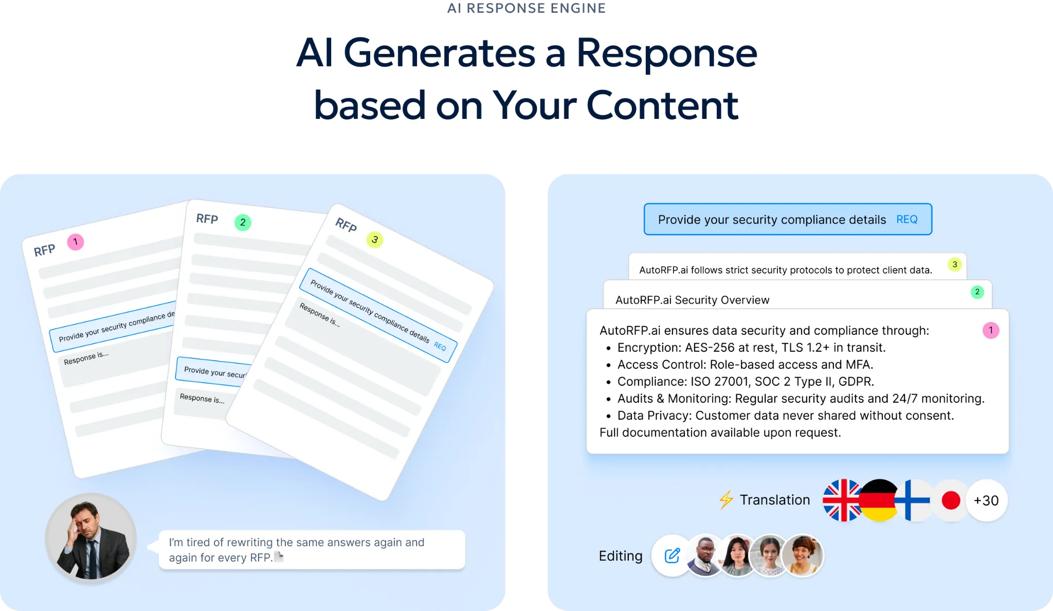 AutoRFP.ai generating grounded first drafts from approved content