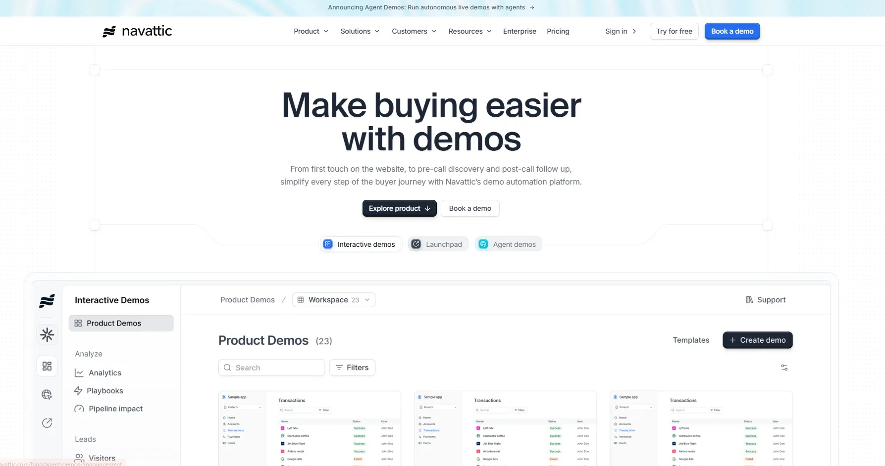 Navattic interactive demo platform