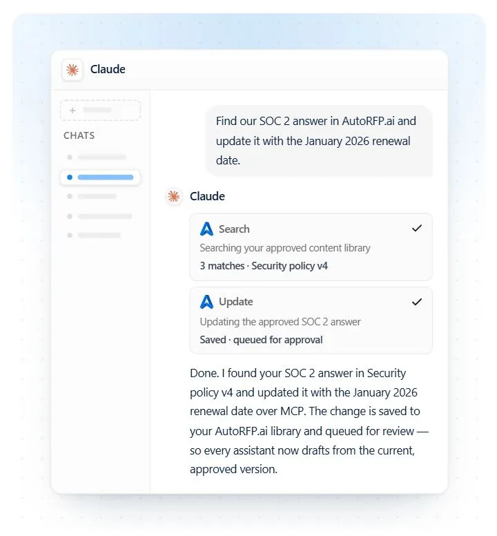 AutoRFP.ai MCP server connecting approved RFP knowledge to Claude and ChatGPT