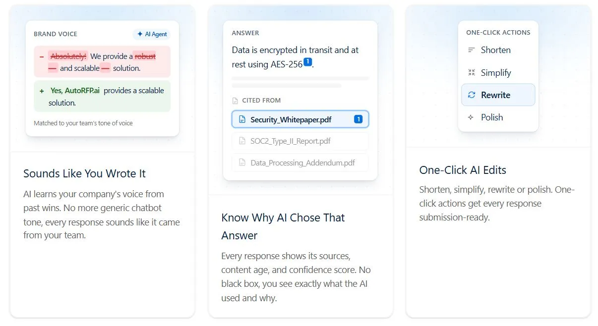 AutoRFP.ai abstaining and flagging a requirement when approved evidence is missing