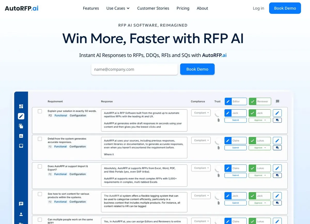 AutoRFP.ai source-grounded RFP response workflow